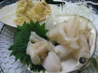 片名漁港で揚がった本ミル貝を刺身、焼き、天ぷら等でどうぞ。