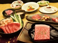 メインが近江牛極上サーロインステーキとすき焼きと2種類が味わえる贅沢なコースです。