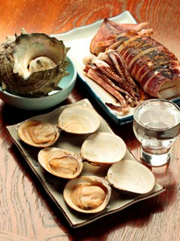 焼きはまぐり・さざえのつぼ焼き・いかの丸焼き