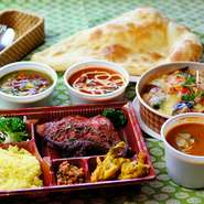 テイクアウトランチ　830円
タンドリーランチ　1250円
フィッシュランチ　1400円
炭焼セット　1830円
ティルパティセット　2100円
カレー、タンドリーチキン、ドリンクもテイクアウトOK！
電話で予約できます。