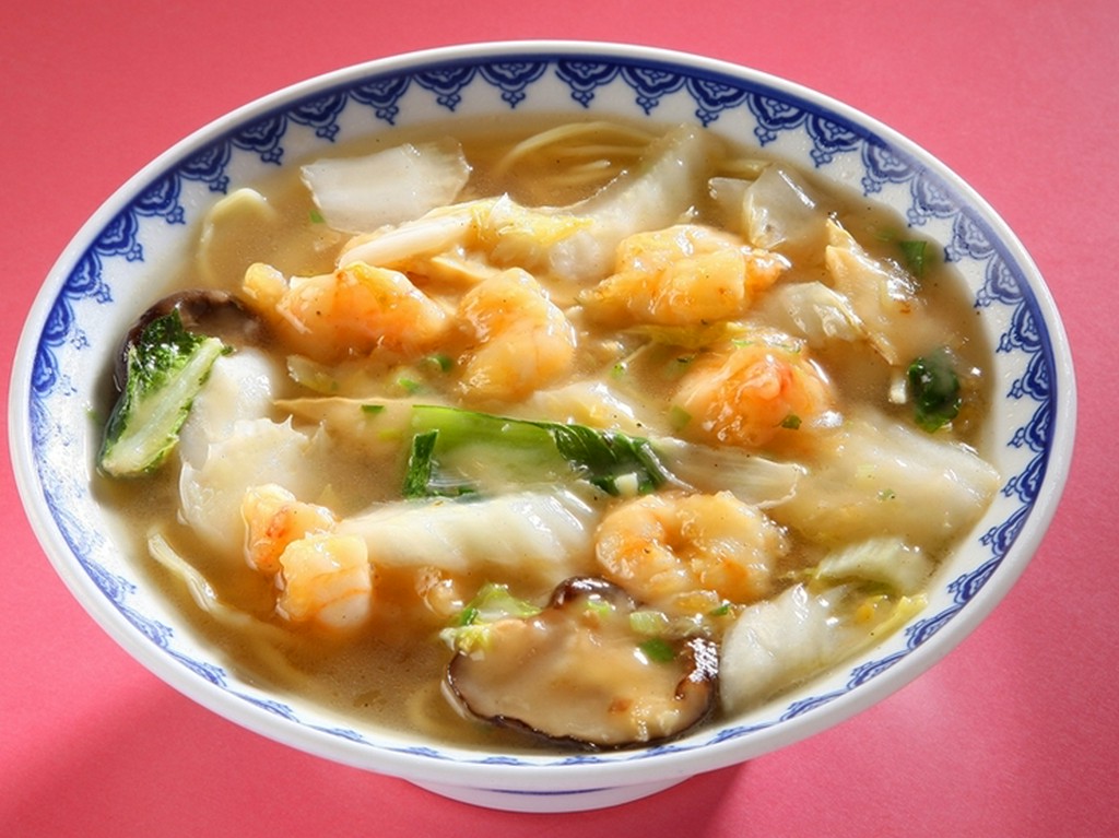 海老がゴロゴロ入ったあんかけ塩スープ『海老ソバ』