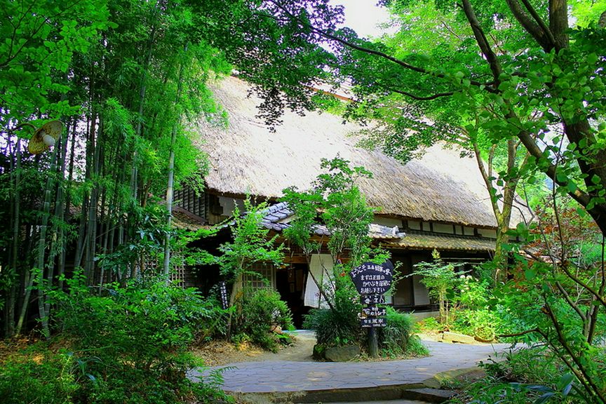 田楽の里で、雑木林に囲まれた閑静なかやぶき民家の店舗です！