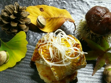 懐石 秋 のどぐろと新銀杏、松茸の焼きリゾット