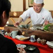 サックサク、アツアツの揚げたての天ぷらをすぐにお出しできます。