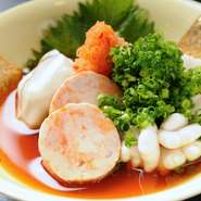 魚や野菜は旬のものにこだわり、素材の味を活かして仕立てています。10月～3月中旬は、下関のふぐ料理もご用意。