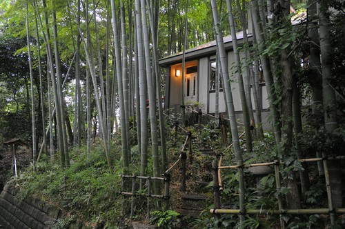 静かな竹林の中にある一軒家レストラン