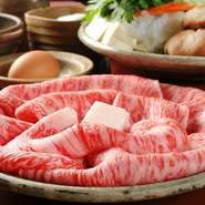松阪牛、神戸牛に並ぶ肉の横綱、貴重な食材と言われる「伊賀肉」を、4代にわたって優秀な血統を持つ牛を改良、最高級の肉だけを吟味してきた老舗店の味わいをご堪能ください。
