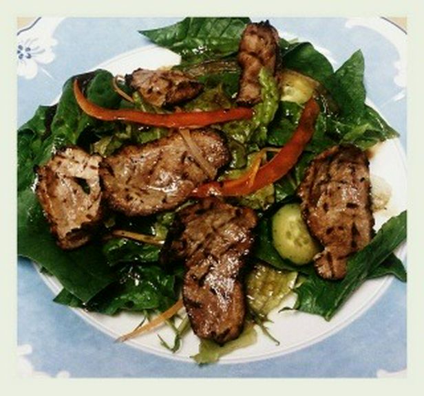 鴨のローストとホーレン草サラダ