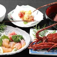 大型伊勢エビ2本付き♪茹で・刺身・天ぷら・味噌汁のコース料理