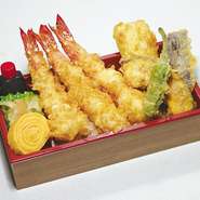 天然海老が3本!!  ぷりぷりの旨さ！

天然特上えび天3本・上イカ天・かぼちゃ・なす・ししとう