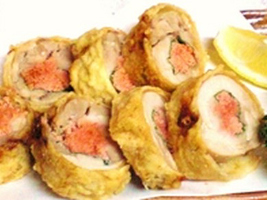 人気メニューとり肉の明太子揚げ