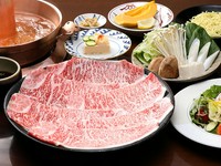 ・アスパラ豆腐
・カニと23品目野菜のサラダ
・松阪牛 大皿しゃぶしゃぶ（180g）
・麺、香物
・お好みのデザート