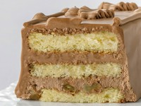 くるみの入ったチョコレートクリームを三層のスポンジでサンド致しました。
トップスを代表するチョコレートケーキです。