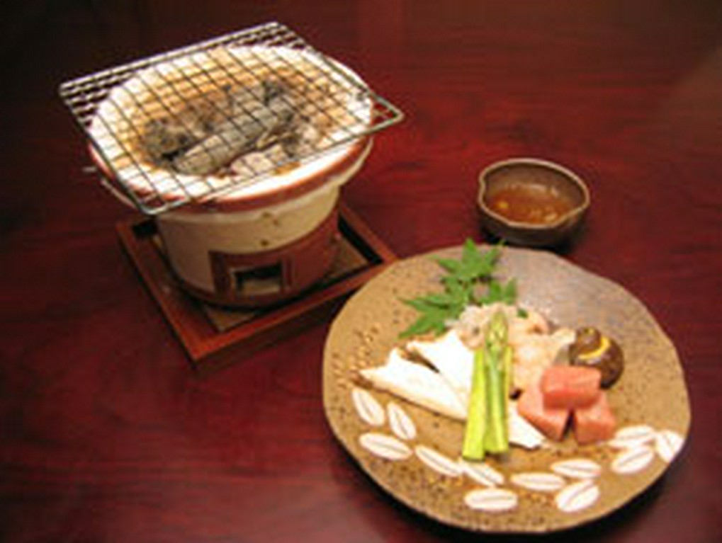 梅貝と鮪の炭火焼