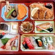 仕出し料理は4320円～、オードブルは5400円～ご予算に合わせてご用意いたしますのでお気軽にお問合せください。お寿司、ウナギは当日可、仕出し、オードブルは三日前までにお電話にてご予約ください。
