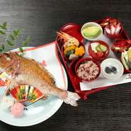 大切なお子様のお食い初め料理承ります

・お祝い事には欠かせないお赤飯
・良い伴侶にめぐり合えますように国産はまぐりのお吸いもの
・しわが沢山できるまで長生きできますように梅干
・先の見通しがいい様に蓮根などの煮物
・多幸が訪れますように蛸と紅白なます
・食べ物をしっかりと噛み食べられますように歯固めの石

・めでたい事には鯛の姿焼き付き
心を込めてお祝いのお手伝いさせて頂きます
※大人の方はコース料理です
