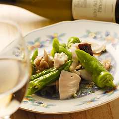 タコと万願寺のオリーブ漬け