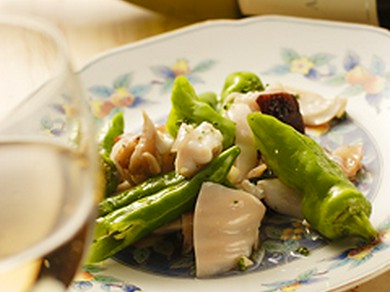 タコと万願寺のオリーブ漬け