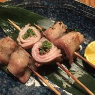 三浦農園のセリ黒豚巻き串