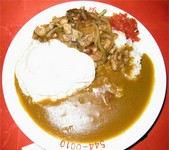curry and rice with pork ginger and sunny-side egg