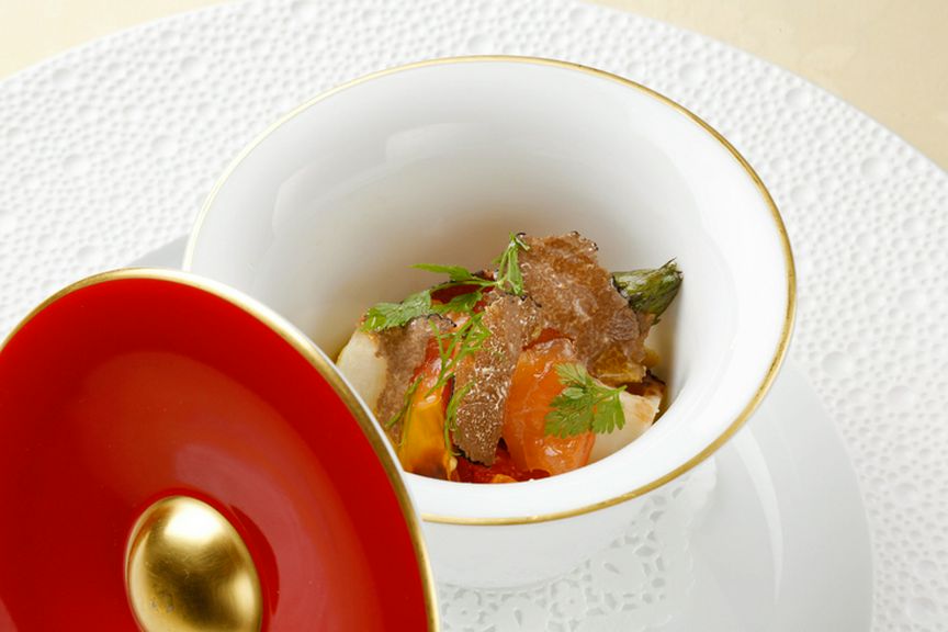  タスマニアサーモンと焼き野菜のマリネ　バルサミコ風味