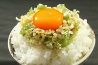 大　540円　　中　450円　　小　330円
全卵　60円　卵黄　60円　海苔フレーク　60円
銀シャリにくいだおれ大人気のネギみじんをのっけました。お好みのトッピングで自分の一杯を作って下さい。