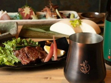 竹の庵オリジナル日本酒グラスでお料理とのマリアージュを…