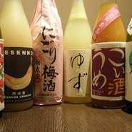 焼酎や日本酒はちょっと…という方にはこちら。
梅酒はもちろん、その他にも限定入荷の果実酒も
多数ご用意しております。
［ベース］焼酎
［材料］梅・果実