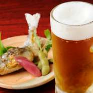 "日本らしい丁寧なものづくり"にこだわったビールで、春夏秋冬を感じさせてくれる食材の味覚を存分に引き立たせてくれます。厳選された四季の美味しさと共に、ゆったりと優しい和食に舌鼓。