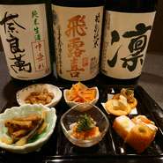 日本各地の日本酒と酒の肴をセットにした期間限定の企画です。月毎に地域を変えてご提供いたします