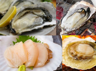 牡蠣(生・焼き)・ほたて(刺身・焼き)