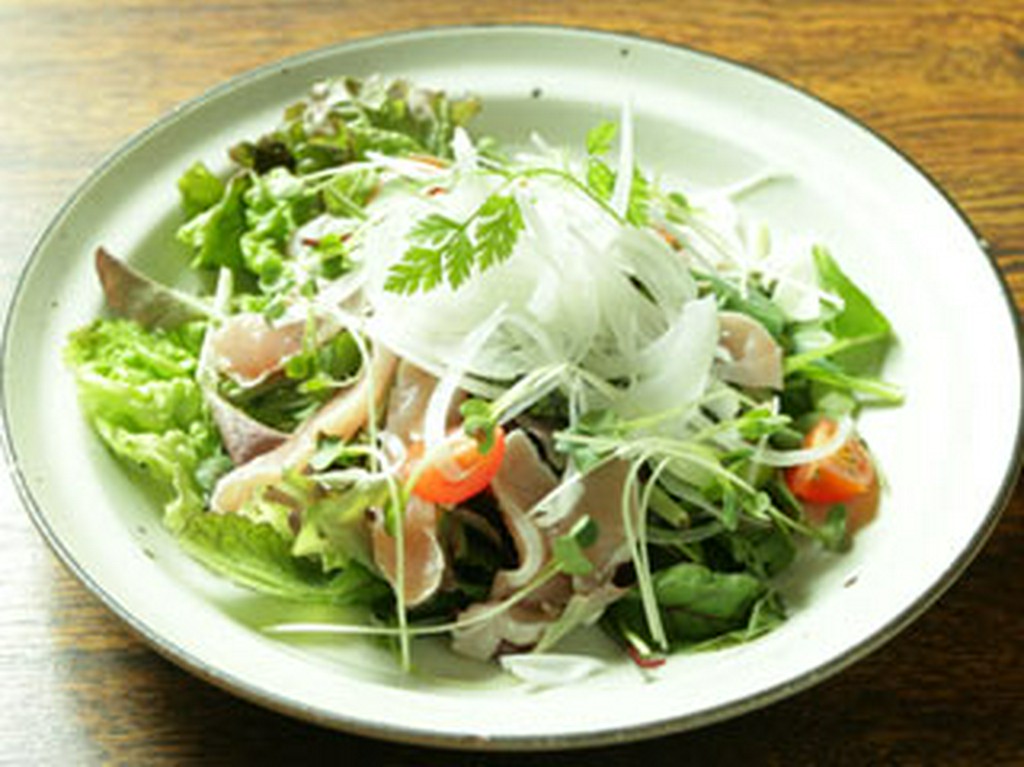 ササミカルパッチョと野菜がいっぱいのサラダ　620円