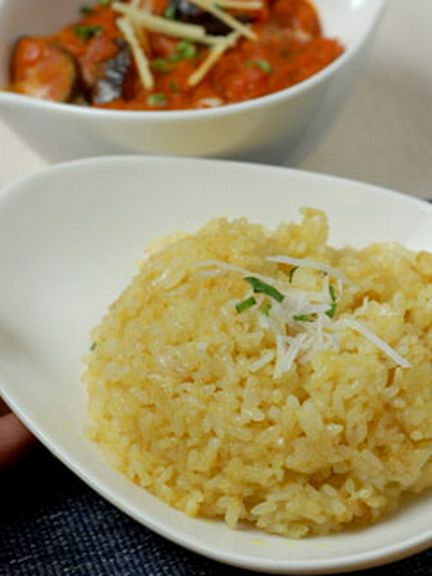 なす＆ぽてとカレーにはバターライスがオススメ