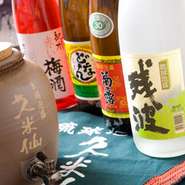 泡盛や梅酒など各種あります。オリオンビールの生も味わえるんです！