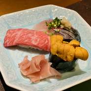 大事な接待や旬の美味しい食材を楽しみたい方へおすすめです
牡丹コースから〆のご飯ものは寿司になります