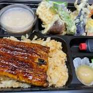 何といっても、当店名物うなとろに、揚げ物が付いた弁当は一番人気！
①川善スペシャル弁当（旧農繁弁当）天ぷら付き　
➁川善スペシャル弁当（旧農?弁当）唐揚げ付き
2種の選択できます