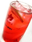 北海道産赤紫蘇使用の『力』オリジナルのレッズサワー。レッズの勝利を願って乾杯！