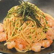 ぷりぷり海老と明太子ソースが絶妙