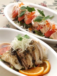 蒸し鶏の四川山椒ソース