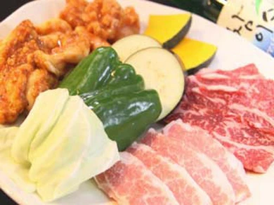 お試しセット（カルビ、トントロ、ホルモン、上ミノ、焼き野菜）