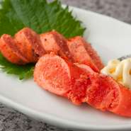 （ヤマヤの辛子明太子をほどよく炙りました！）