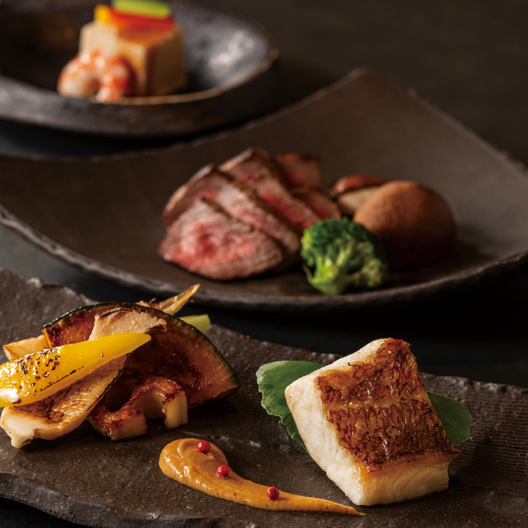 【GINKUMA】Course (7 dishes total): A classic course featuring grilled Japanese Black Wagyu rump steak.