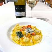 Homemade ricotta and spinach ravioli