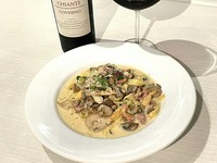 Tagliatelle with mushroom cream sauce