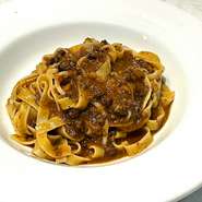 Tagliatelle Asahi Takasago beef stewed in red wine