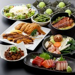 本鮪と旬のお刺身、春野菜の天ぷら、三河和牛のすき焼きが入った豪華な春の特上会食コース♪