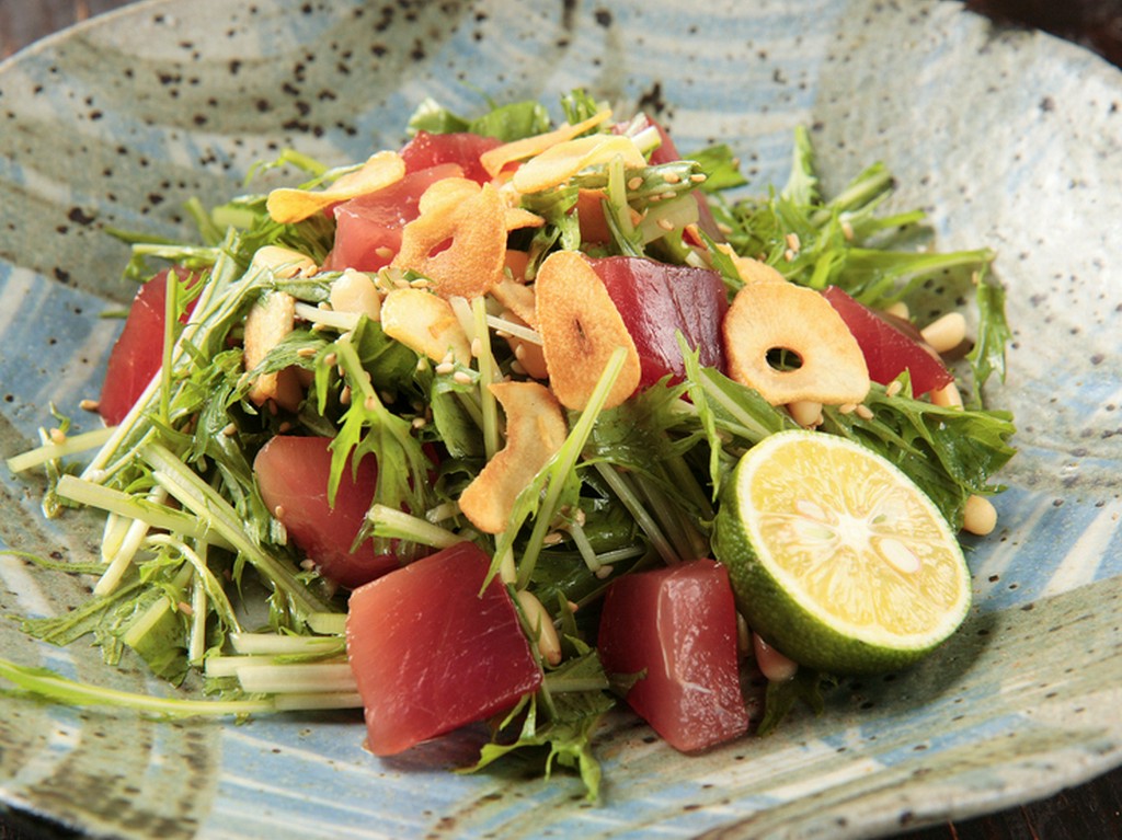 水菜とまぐろのサラダ