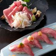 利久の代表的メニュー・炭焼き「極み」や、牛たん寿司をご賞味下さい。