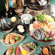 カロリーベースで日本産食材の提供料が80％以上、地場産、国産の食材を使用しております。備長炭の炭火焼や季節限定の鍋メニューなど、食材を活かした調理法でご提供致します。