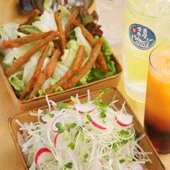 豊富なサワーや新鮮サラダが、女性のお客様にも大人気